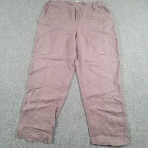 Cynthia Rowley Pants Womens XL Linen Elastic Waist Casual Relaxed Fit Pull On